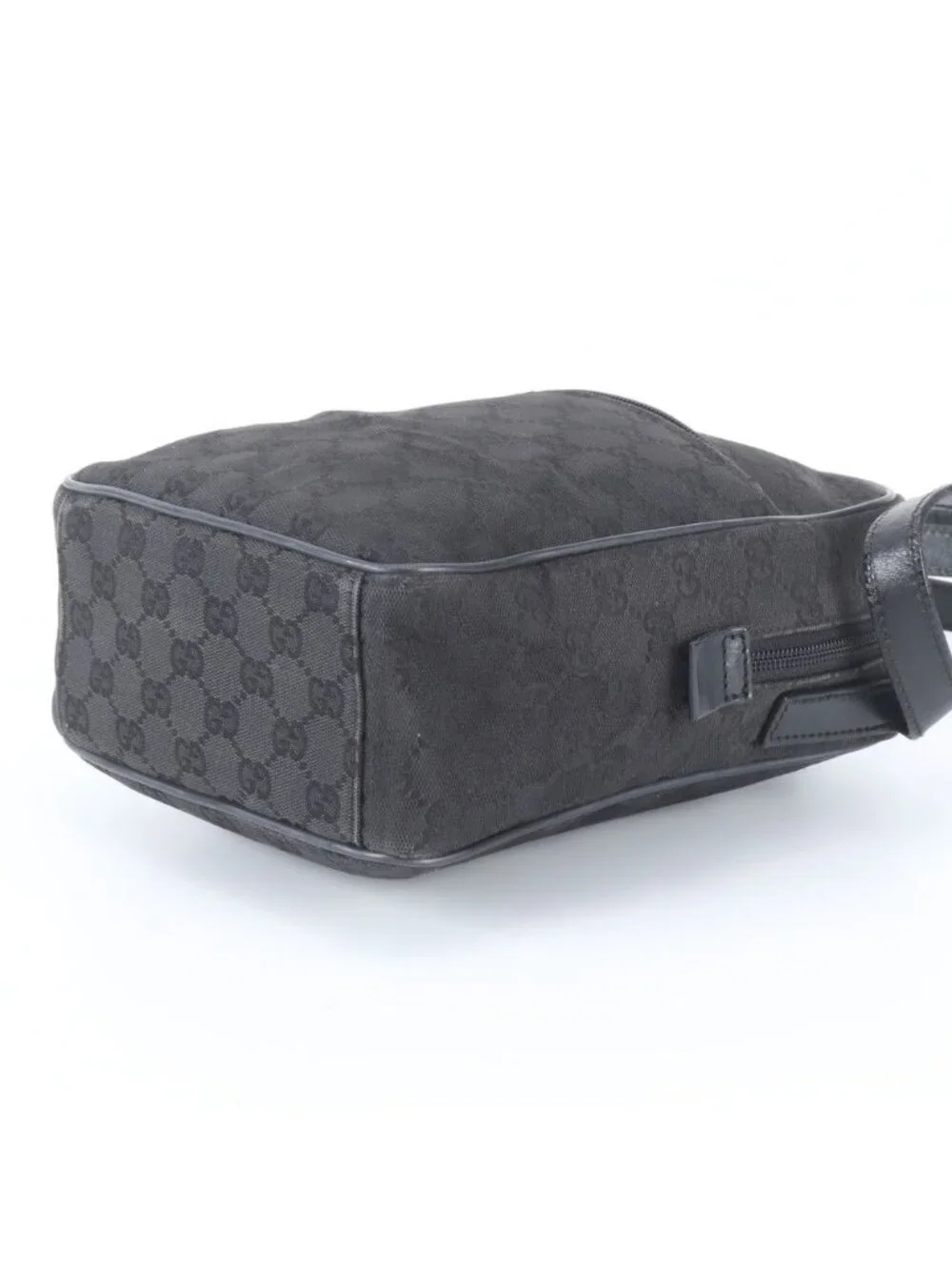 Gucci GG Canvas Leather Shoulder Bag Crossbody Messenger Black